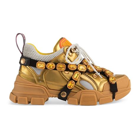 gucci spiked sneakers|Gucci flashtrek with crystals white.